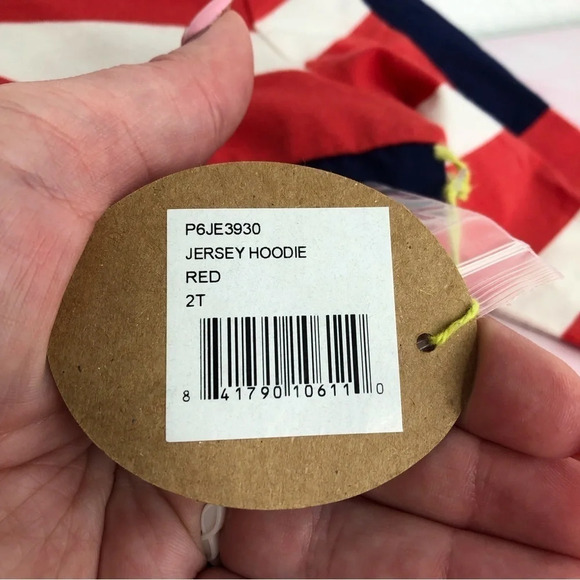 NWT Egg by Susan Lazar shirt long sleeve hoodie jersey red stripe size 2T - Picture 6 of 8